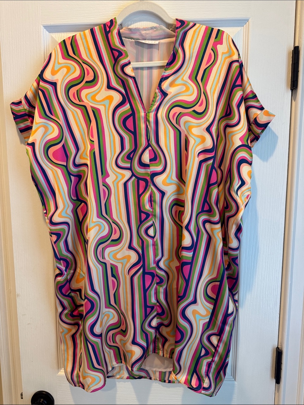 Karlie Multicolor Retro Swirl dress in Pink, Purple, Green, Cream